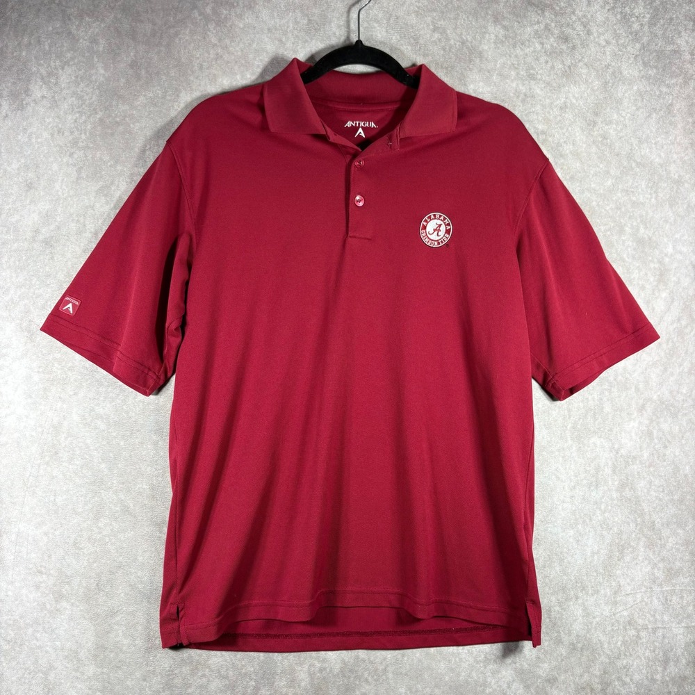 Alabama Crimson Tide Antigua Polo Shirt Mens Small Red NCAA Short Sleeve College